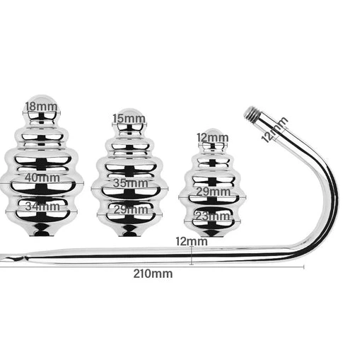 Anal Hook GreatBenefit 8826 Ribbed Screw-in Set 0916